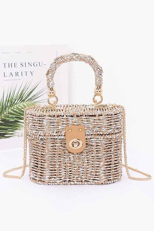 Braided Cotton Box Top Handle Bag