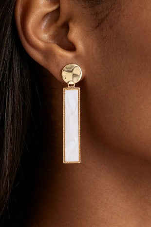 Minimal Marble Stone Bar Drop Earrings