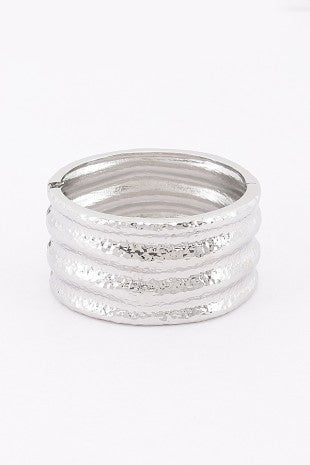 Hammered Multi-row Cuff Bracelet
