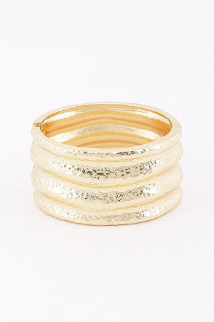 Hammered Multi-row Cuff Bracelet