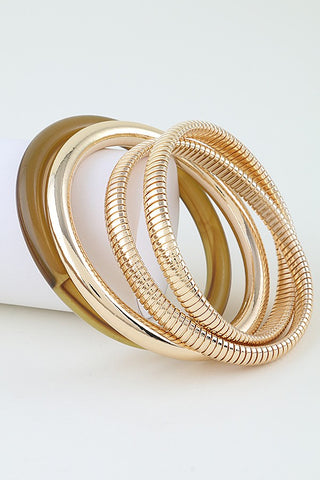 Multi Marble Stone Bangle Bracelet