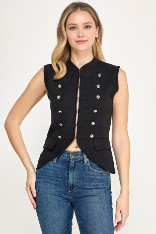 Slvless Military Look Flattering Cut Vest
