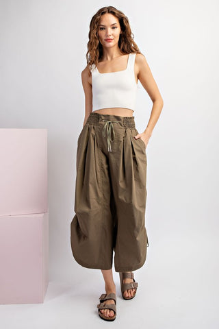 SOILD WAIST TIE PANTS