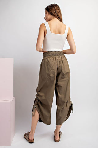 SOILD WAIST TIE PANTS