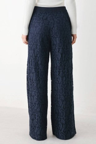 A Solid Woven Lace Pant