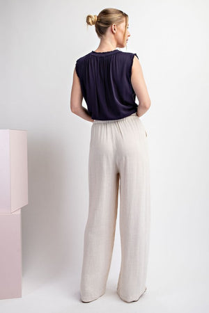 LINEN WIDE LEG PANTS