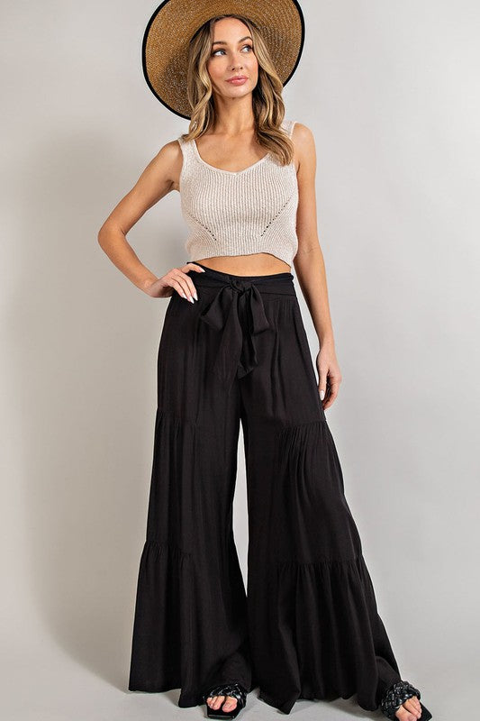 TIERED WIDE LEG PANTS