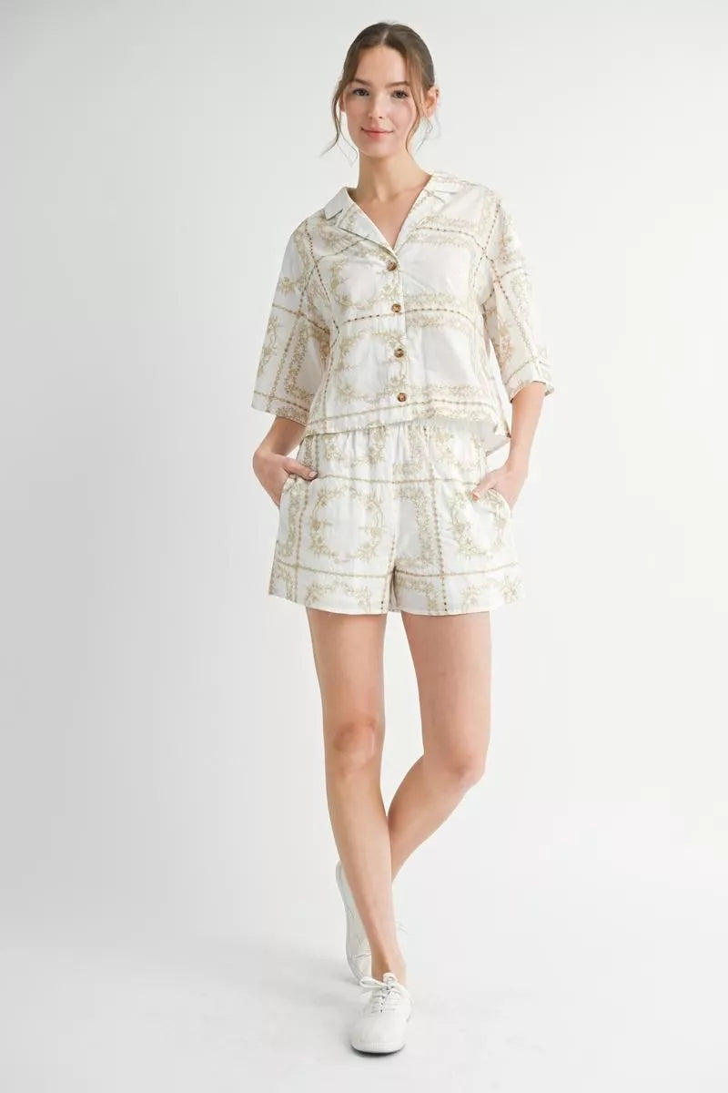 Embroidery loungewear sets