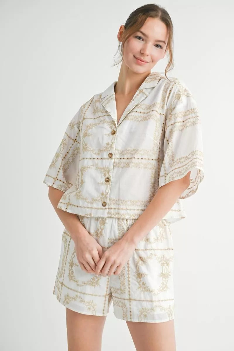 Embroidery loungewear sets