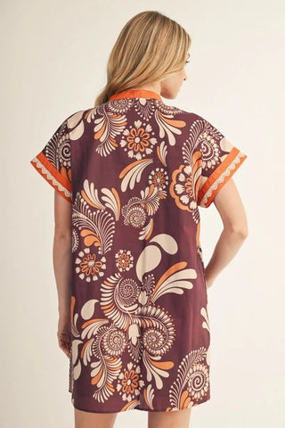 Drop shoulder boho floral dress