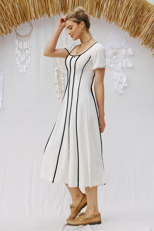 Linen Binding Midi Dress