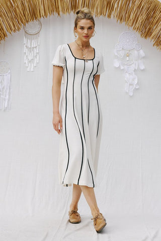 Linen Binding Midi Dress