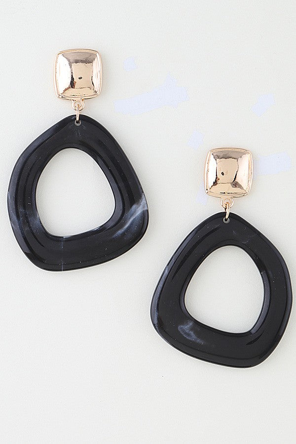 Abstract Marble Disc Drop Earrings