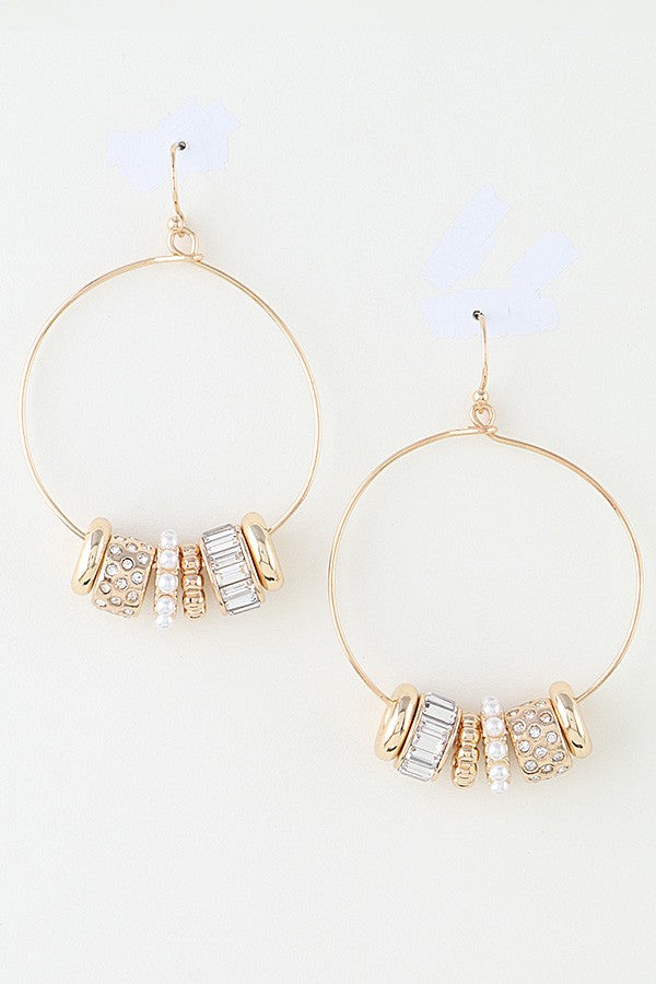 Multi Bejeweled Charms Loop Earrings