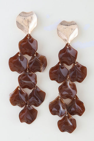 Multi Marble Stone Petal Drop Earrings