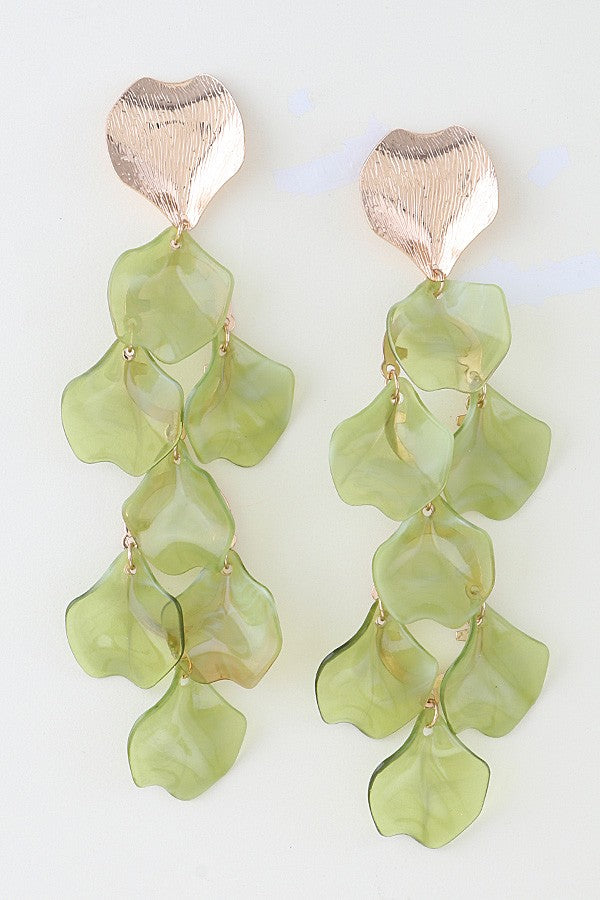 Multi Marble Stone Petal Drop Earrings