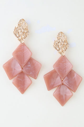 Marble Stone Diamond Scale Drop Earrings