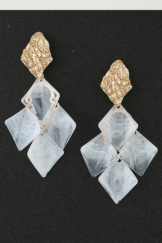Marble Stone Diamond Scale Drop Earrings