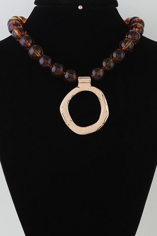 Polished Stone Beaded Loop Necklace