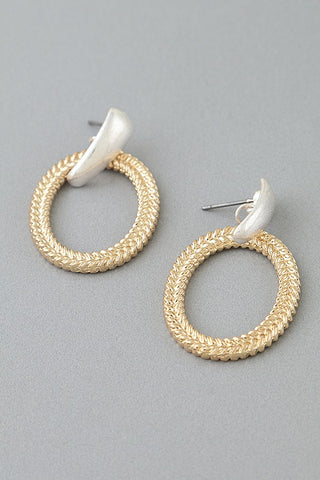 Two Toned Braided Loop Earrings