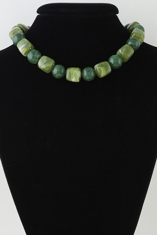 Multi Tortoise Marble Stone Beaded Necklace