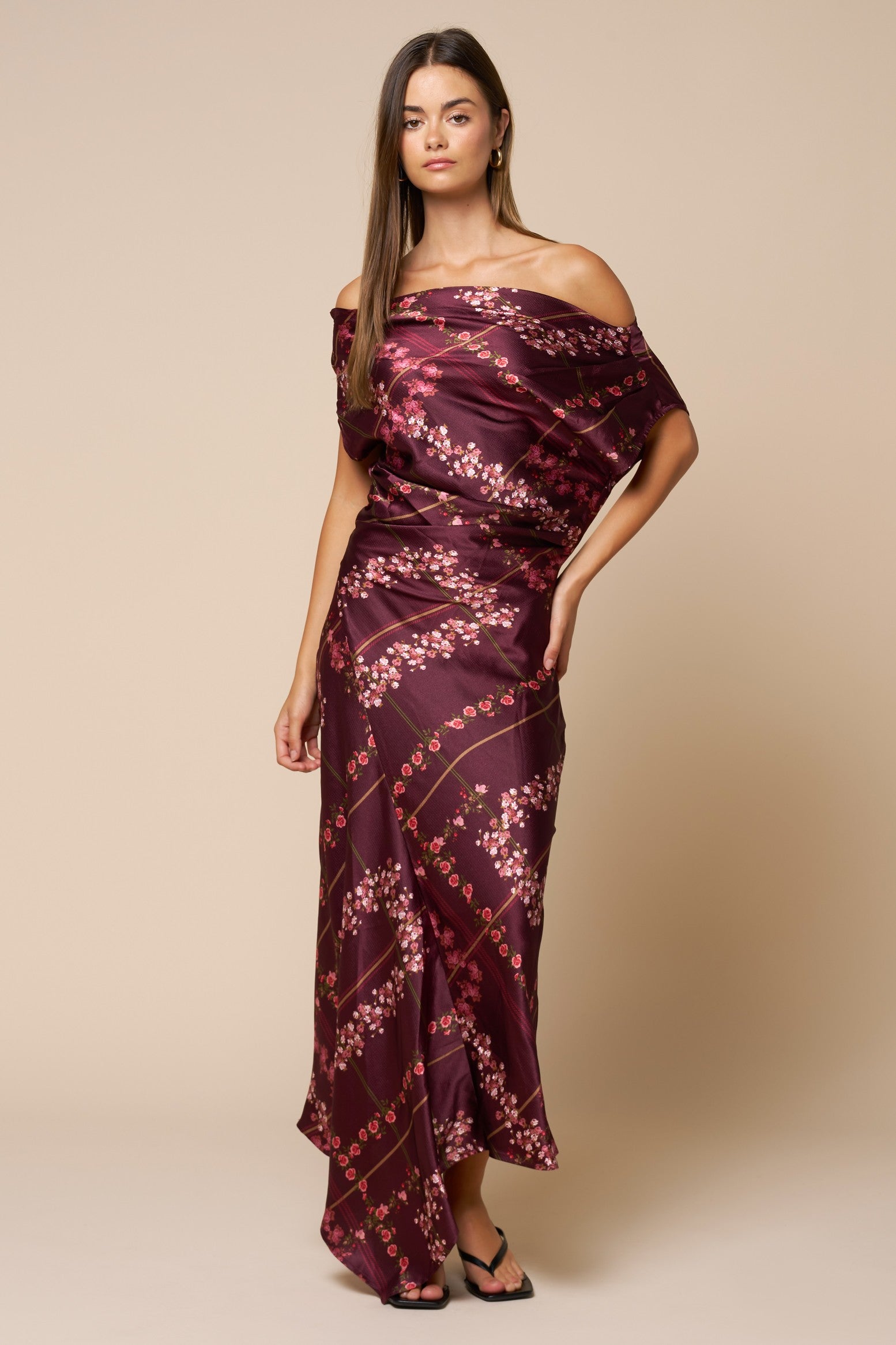 Off-shoulder Floral Maxi Dress
