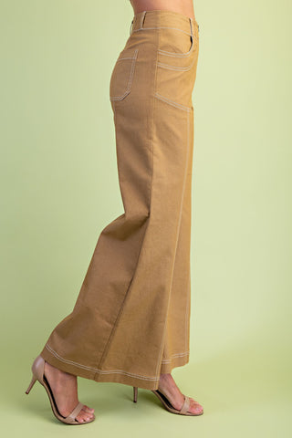 Wide Leg Exposed Zipper Pants