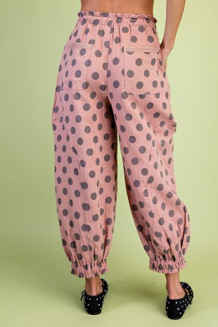 Polka-dot Gathered Ankle Parachute Pants