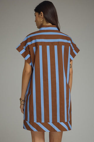 Stripe print short sleeve mini dress