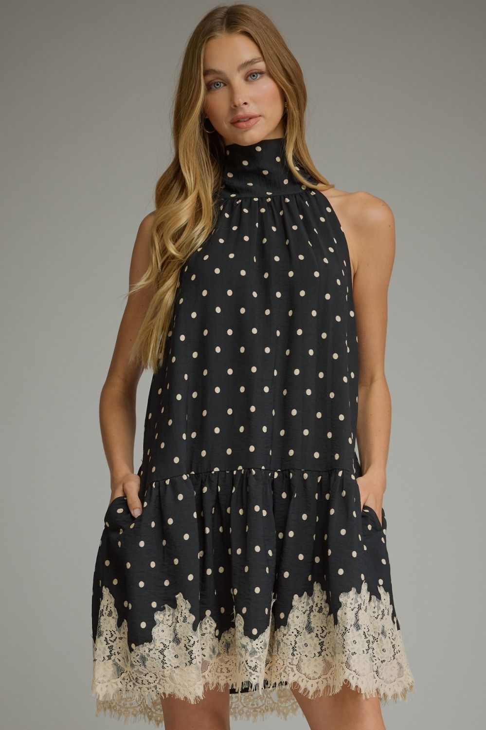 Polka dot sleeveless mini dress