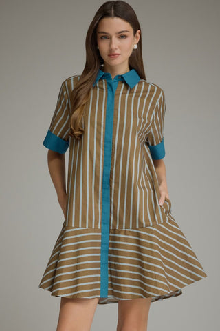 Stripe short sleeve mini dress