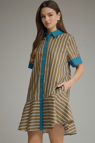 Stripe short sleeve mini dress