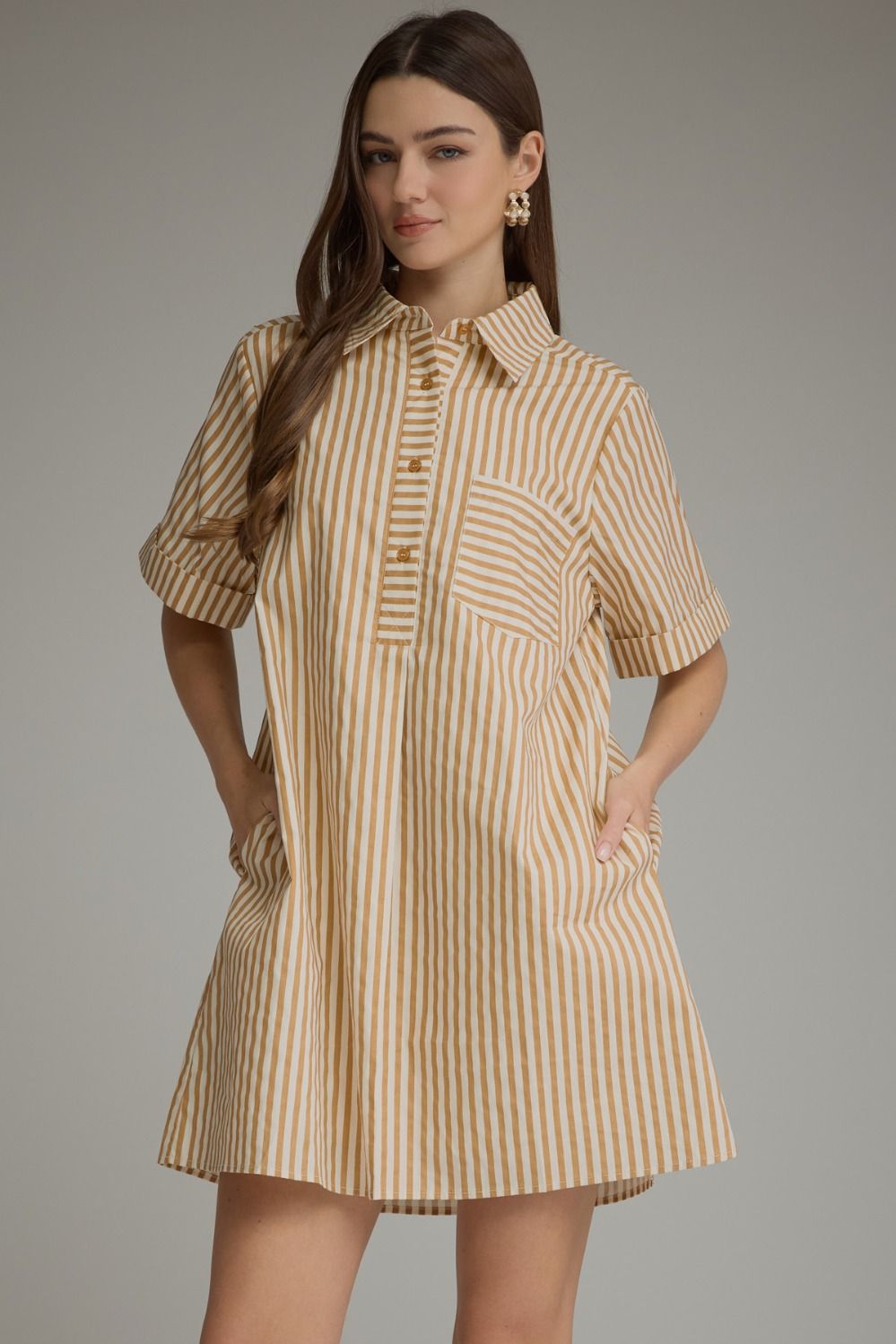 Stripe short sleeve mini dress