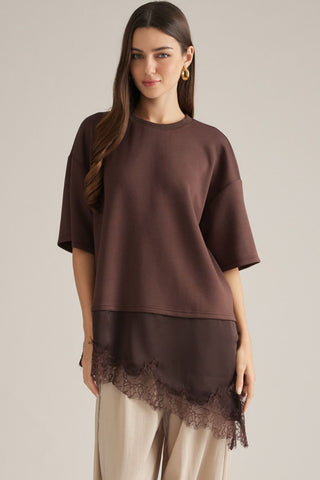 Solid short sleeve knit top