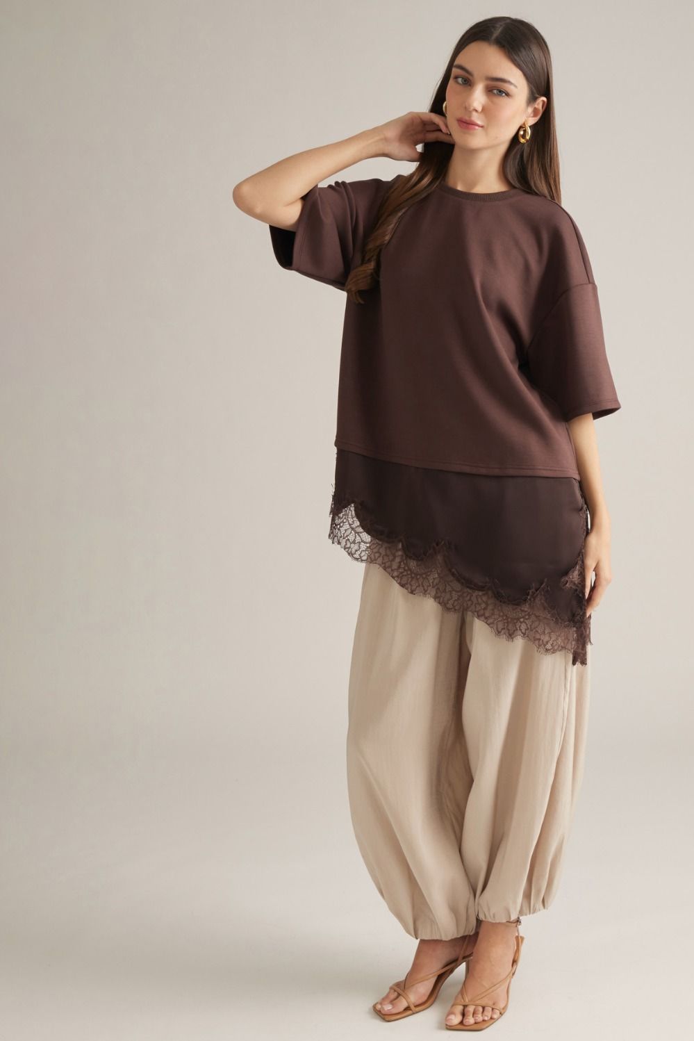 Solid short sleeve knit top