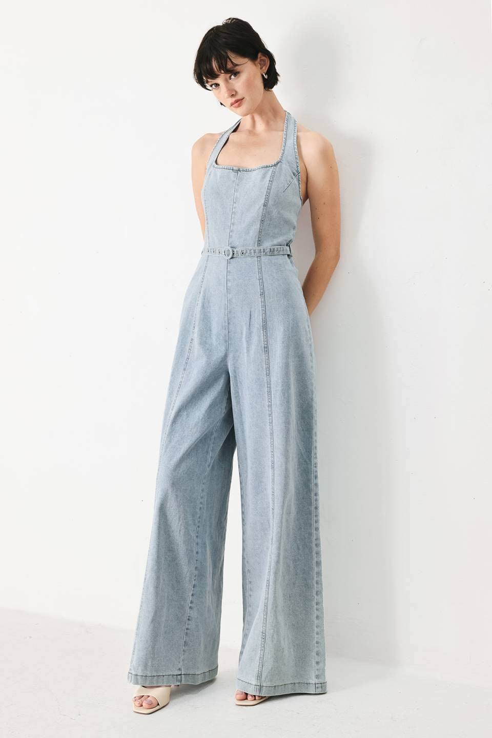 A Washed Denim Jumpsuit