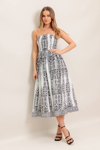 A Printed Woven Midi Dress