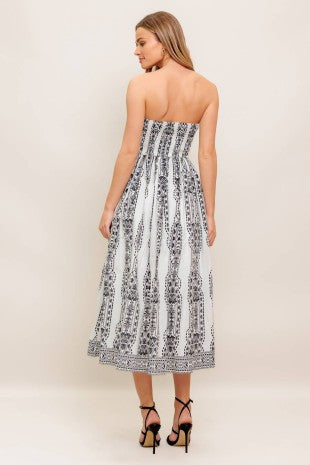 A Printed Woven Midi Dress