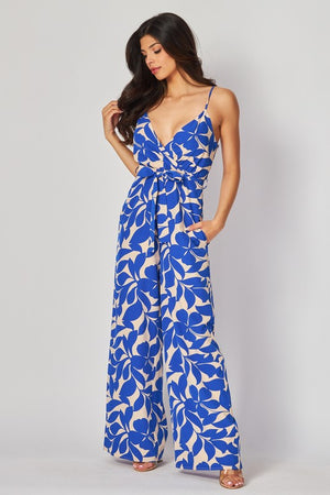 Women Woven Leaf Print Jump-suit