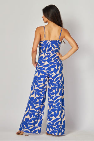 Women Woven Leaf Print Jump-suit