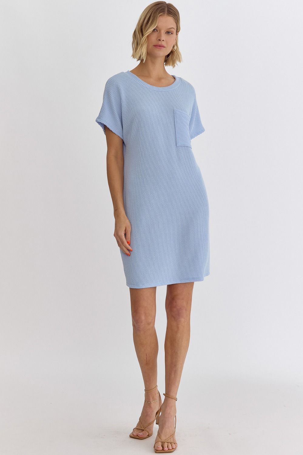 Ribbed Round Neck Mini Dress