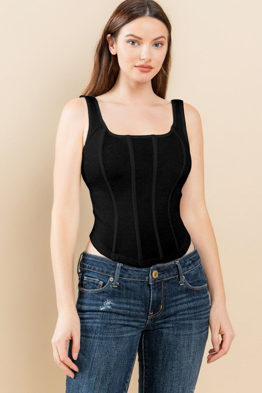 Rib Knit Crop Corset Bustier Top