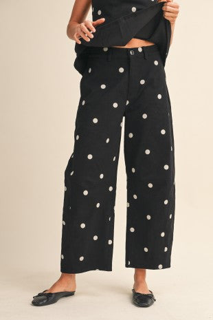 Polkadot Strapless Peplum Top And Barrel Pants Set