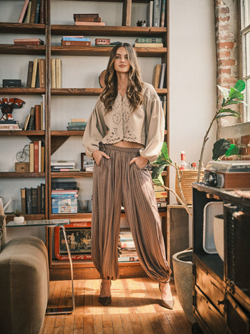 Satin Striped Balloon Bubble Pants
