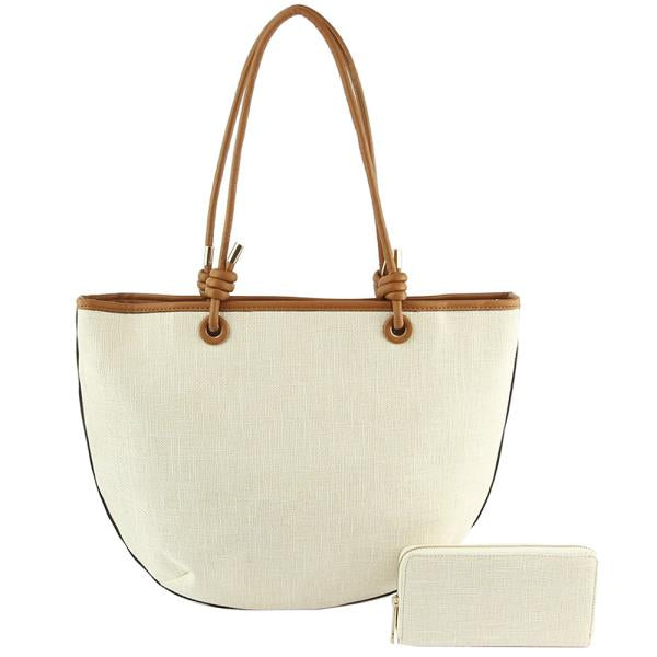 Fashion Texture Tote Bag With Wallet Set