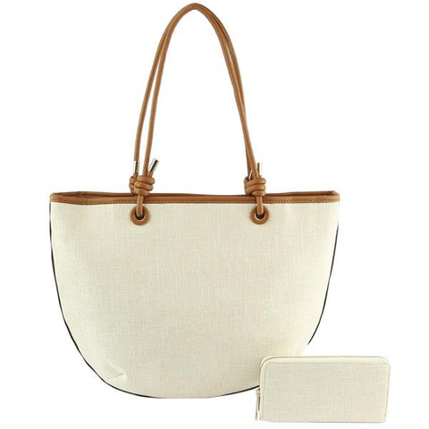 Fashion Texture Tote Bag With Wallet Set