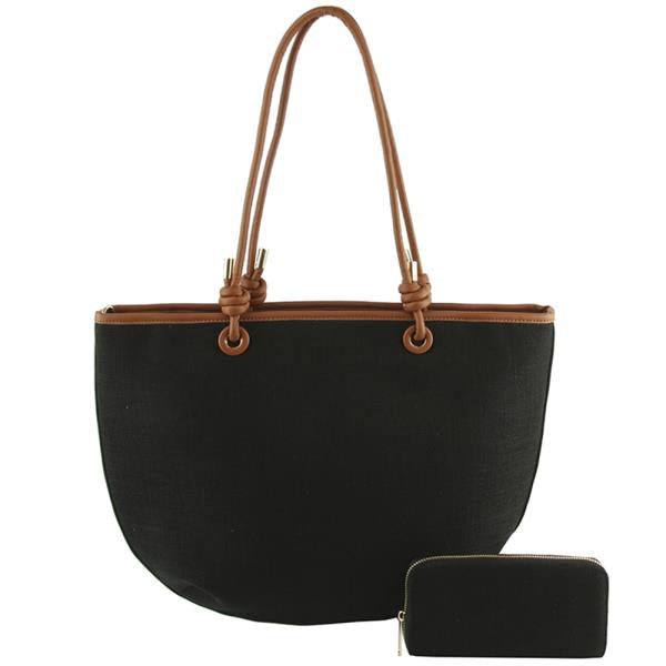 Fashion Texture Tote Bag With Wallet Set