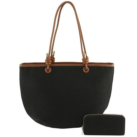Fashion Texture Tote Bag With Wallet Set