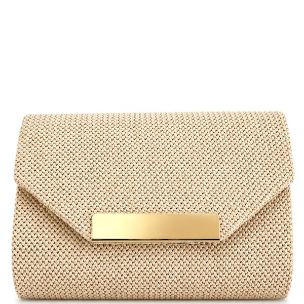 Woven Color Textured Envelope Design Clutch Bag