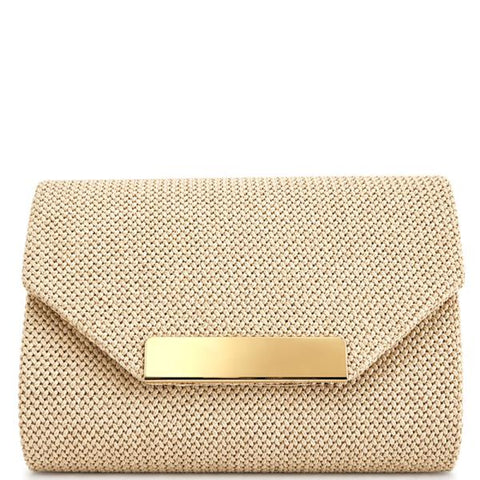 Woven Color Textured Envelope Design Clutch Bag